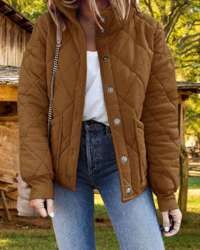 Veste matelassée à losanges et col montant — Amielle Paris
