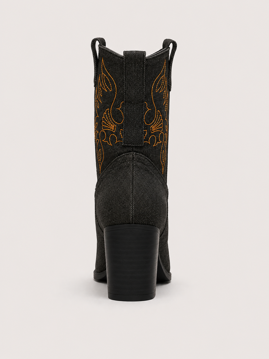 Bottines western en denim brodé Avessa — Amielle Paris