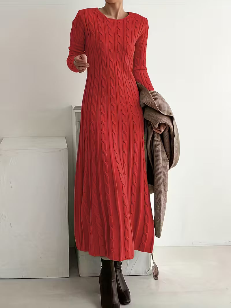 Amelia — Robe longue ajustée en maille côtelée — Amielle Paris