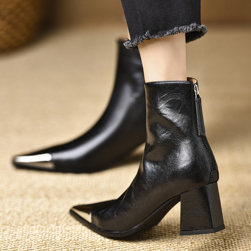 Ondine | Bottines à bout métallique et talon bloc — Amielle Paris