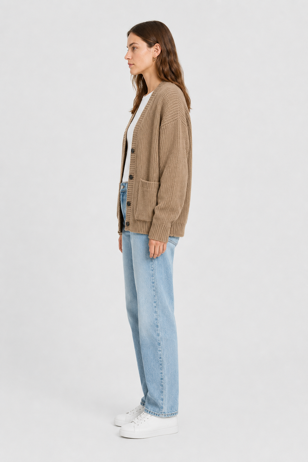 Cardigan long côtelé à manches amples — Amielle Paris