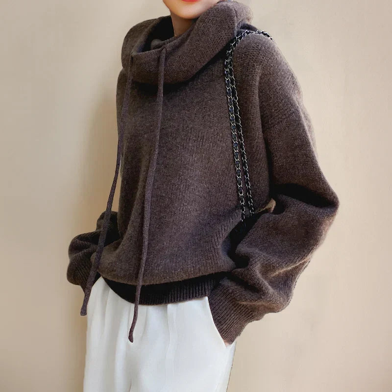 Aurora — Pull ample en laine à capuche — Amielle Paris