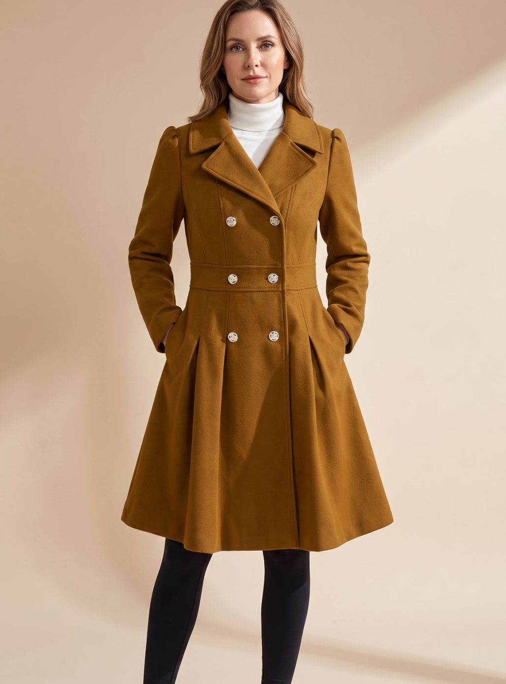 Manteau croisé à coupe cintrée et évasée — Amielle Paris