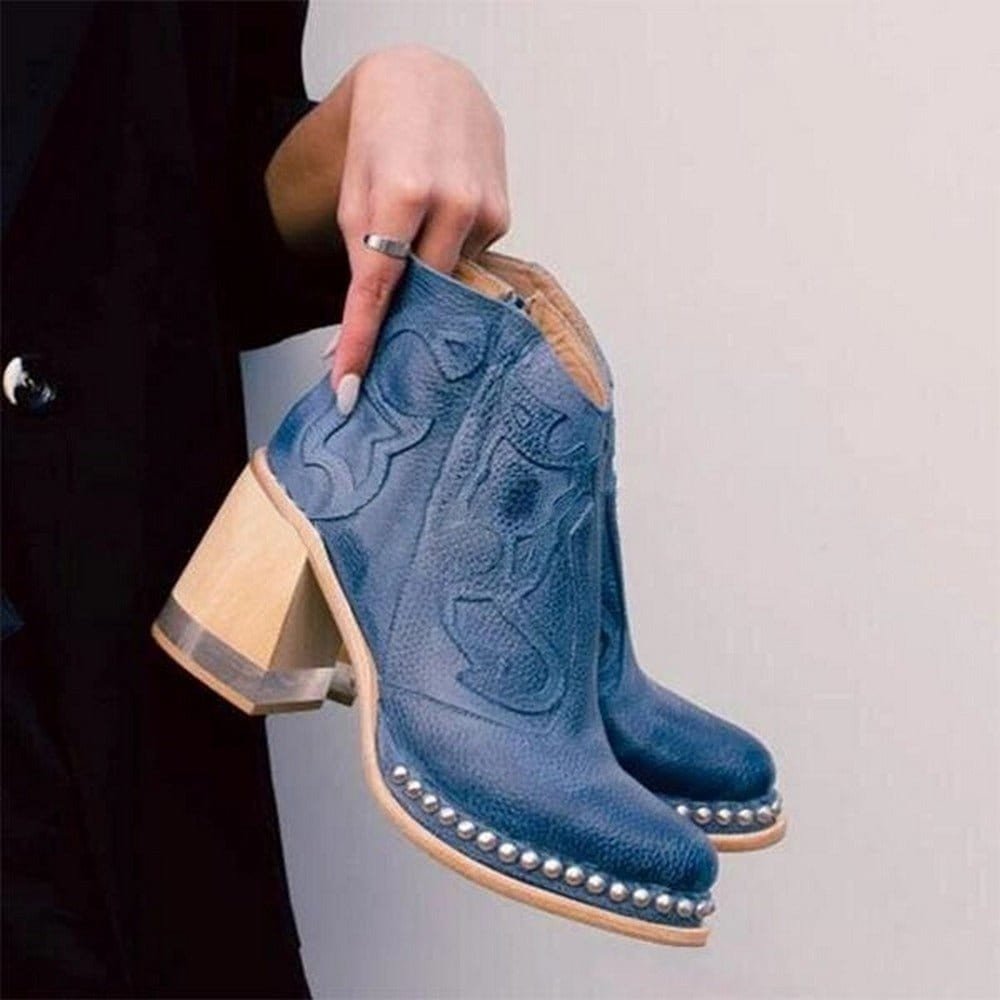 Bottines western brodées à clous — Amielle Paris