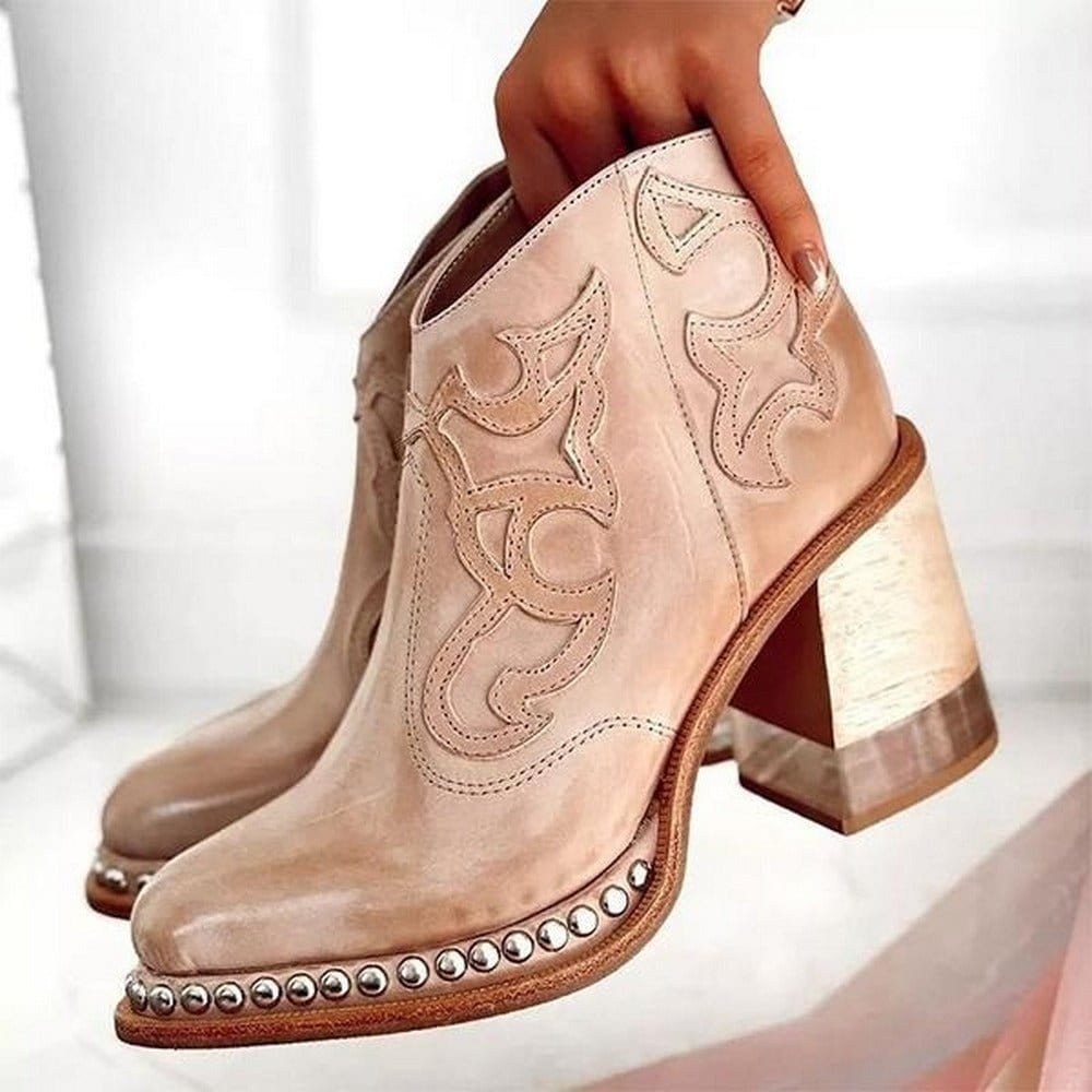 Bottines western brodées à clous — Amielle Paris