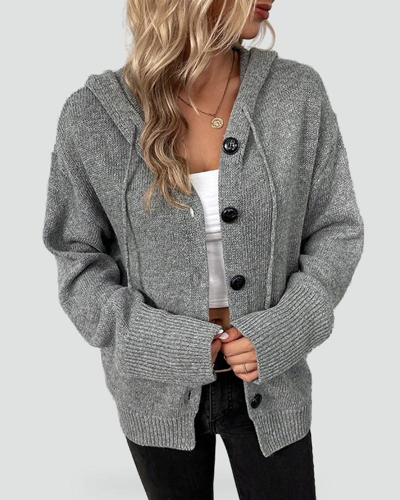 Gilet à capuche en maille boutonnée — Amielle Paris
