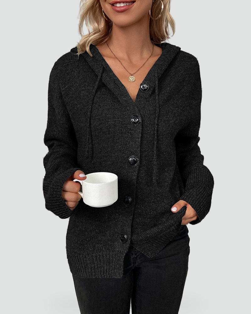 Gilet à capuche en maille boutonnée — Amielle Paris