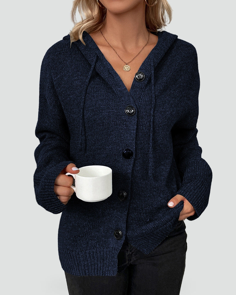 Gilet à capuche en maille boutonnée — Amielle Paris