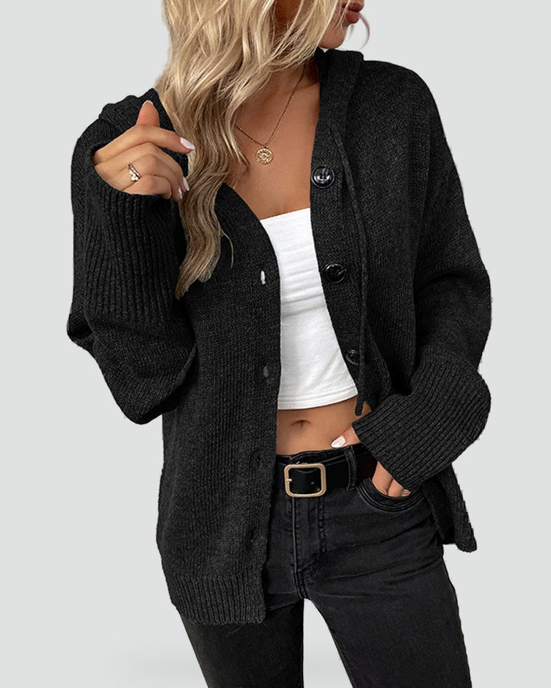 Gilet à capuche en maille boutonnée — Amielle Paris