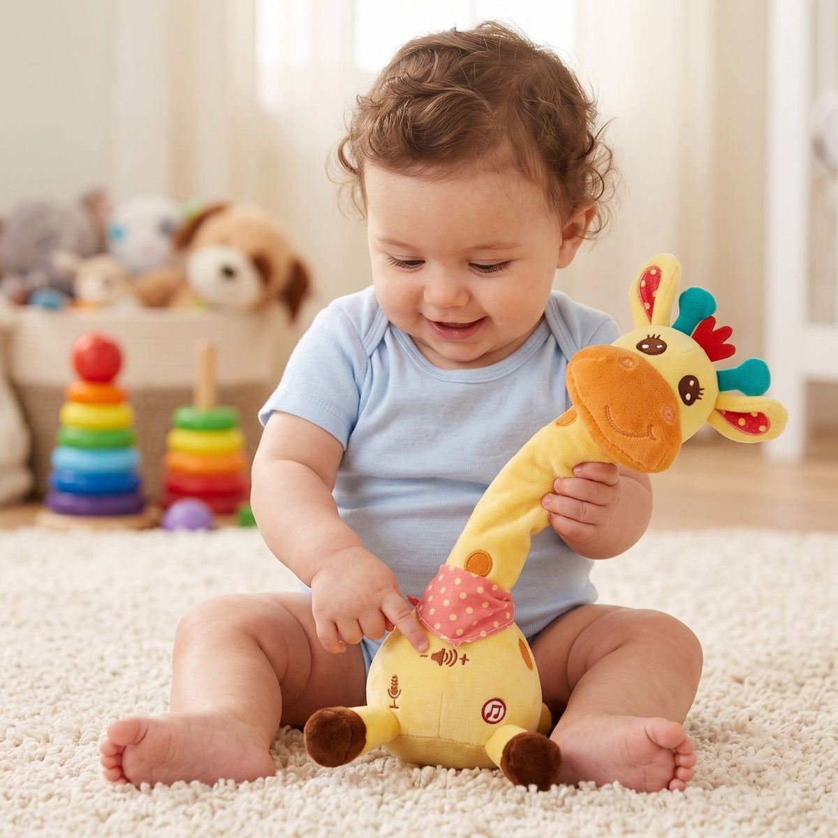 Peluche girafe musicale qui danse et répète — vue 3