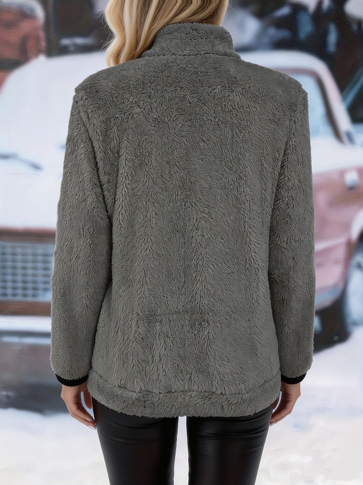 Nathalie | Veste zippée effet peluche — Amielle Paris