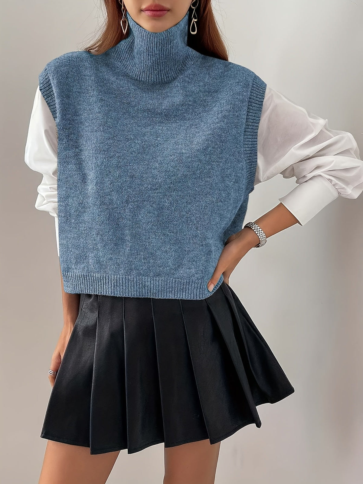 Pull sans manches à col roulé — vue 9