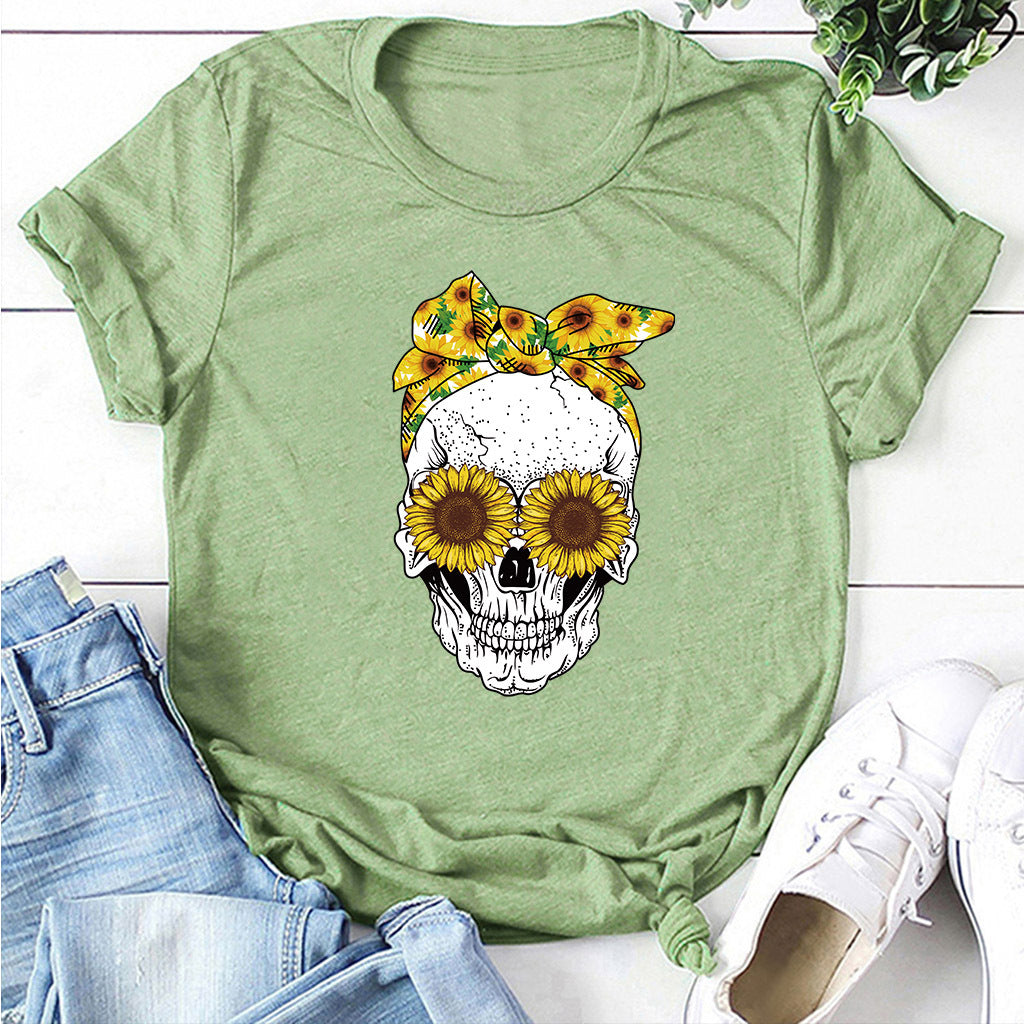 Miss Spooky — T-shirt tête de mort fleuri — vue 5