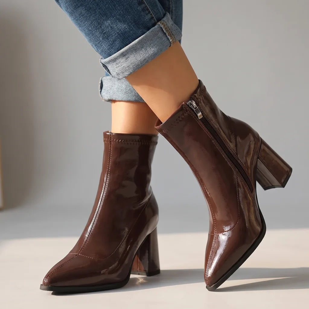 Camille | Bottines vernies à talon bloc