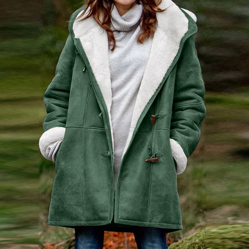 Delphine | Manteau à capuche et brandebourgs — Amielle Paris