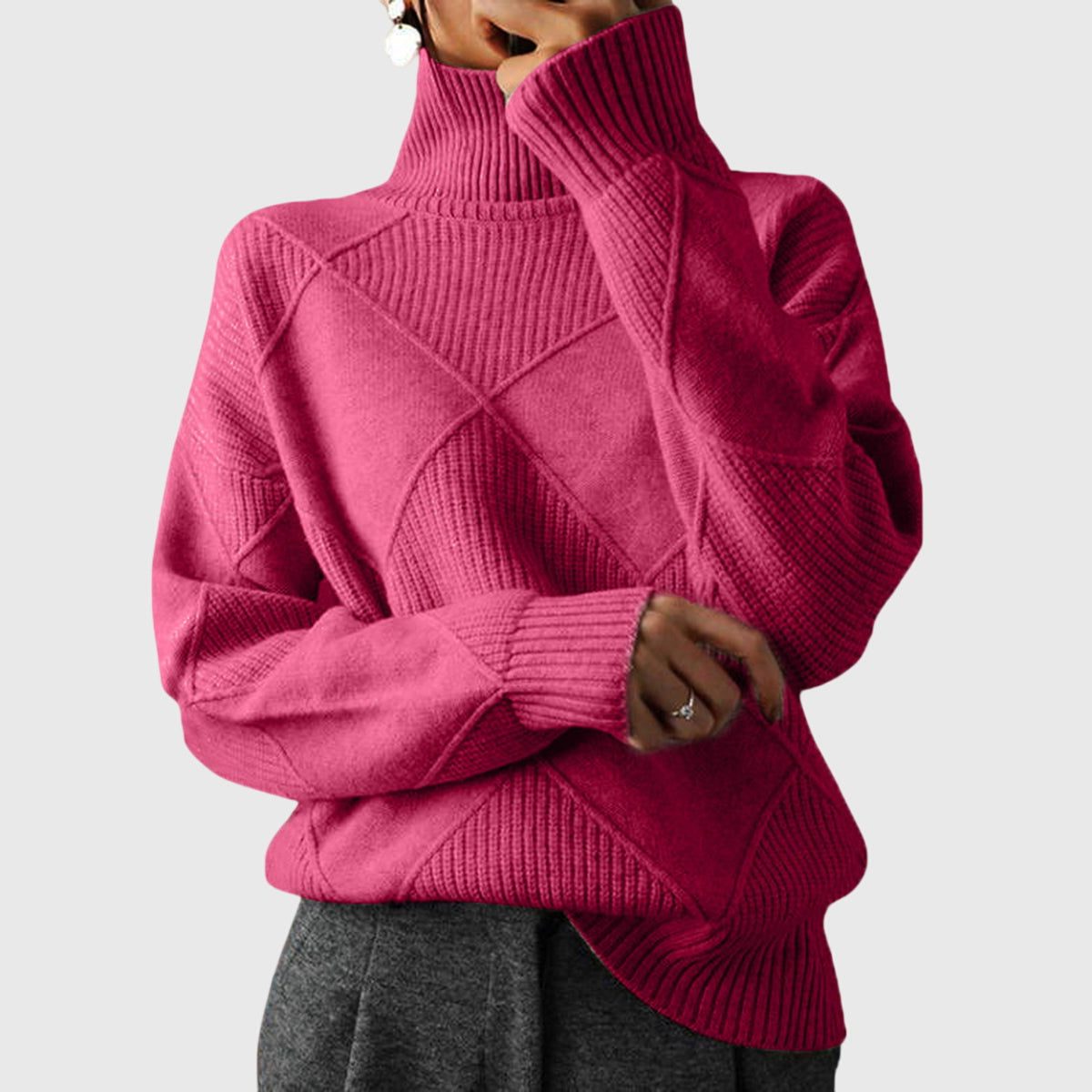 Pull côtelé à col roulé et manches longues — Amielle Paris