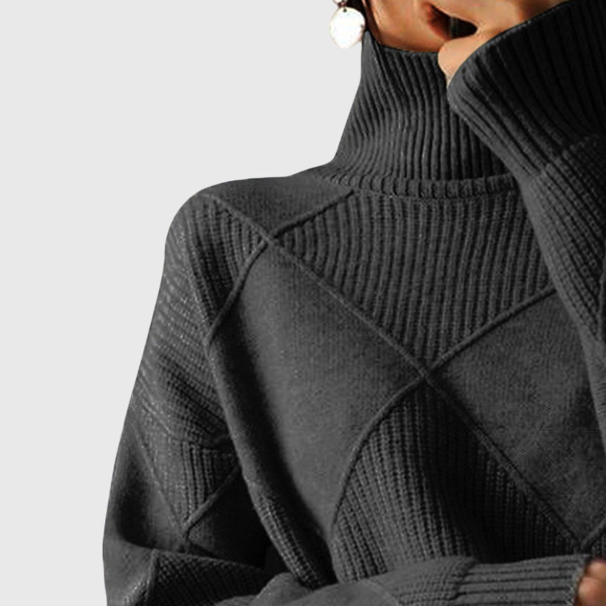 Pull côtelé à col roulé et manches longues — Amielle Paris