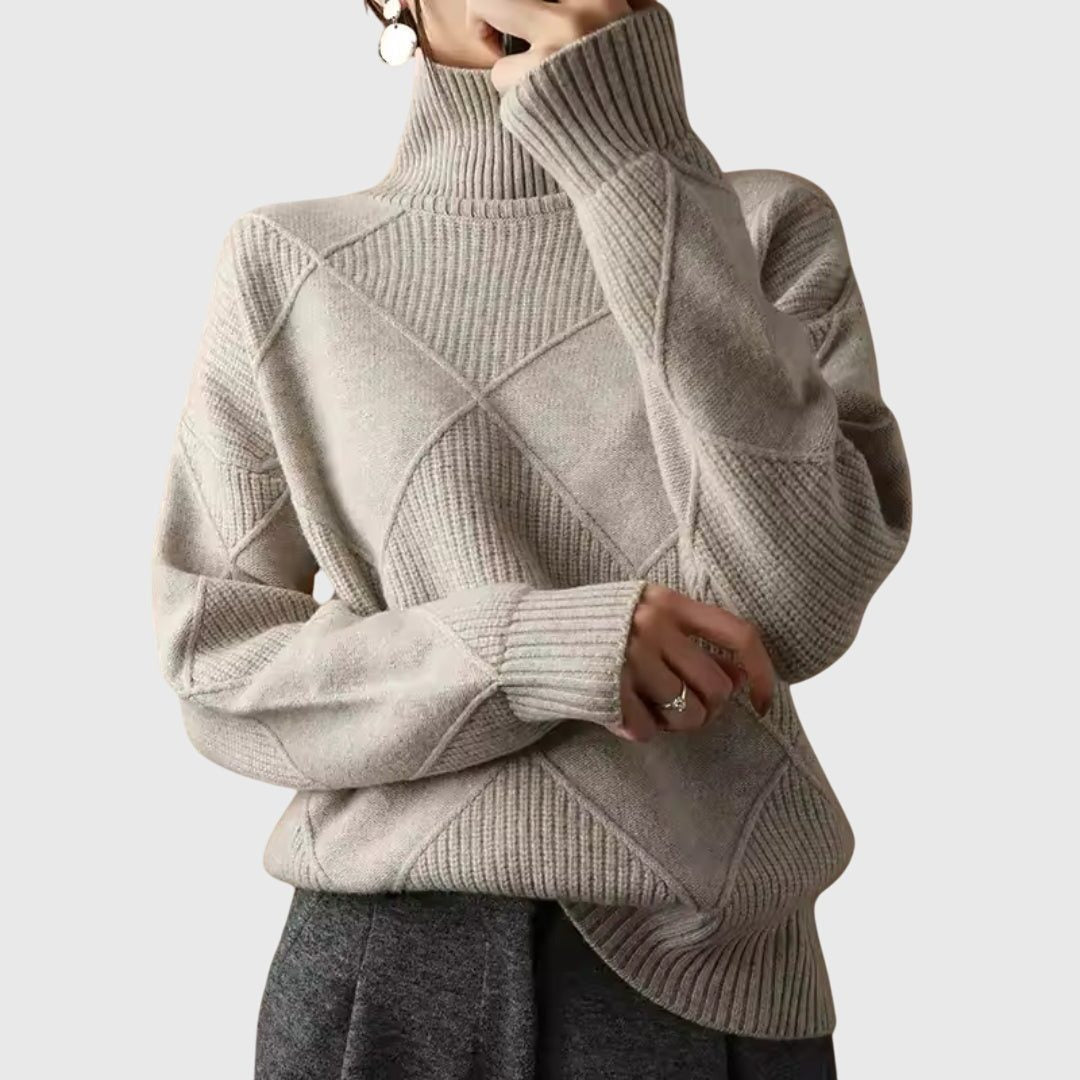Pull côtelé à col roulé et manches longues — Amielle Paris