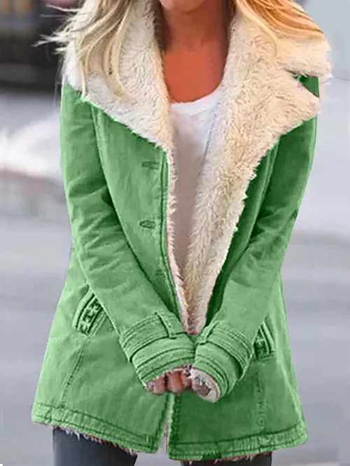 Veste utilitaire boutonnée à doublure effet mouton — Amielle Paris