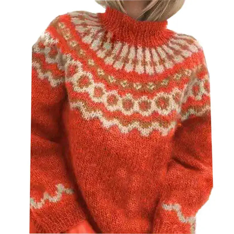 Pull jacquard nordique à col roulé — Amielle Paris