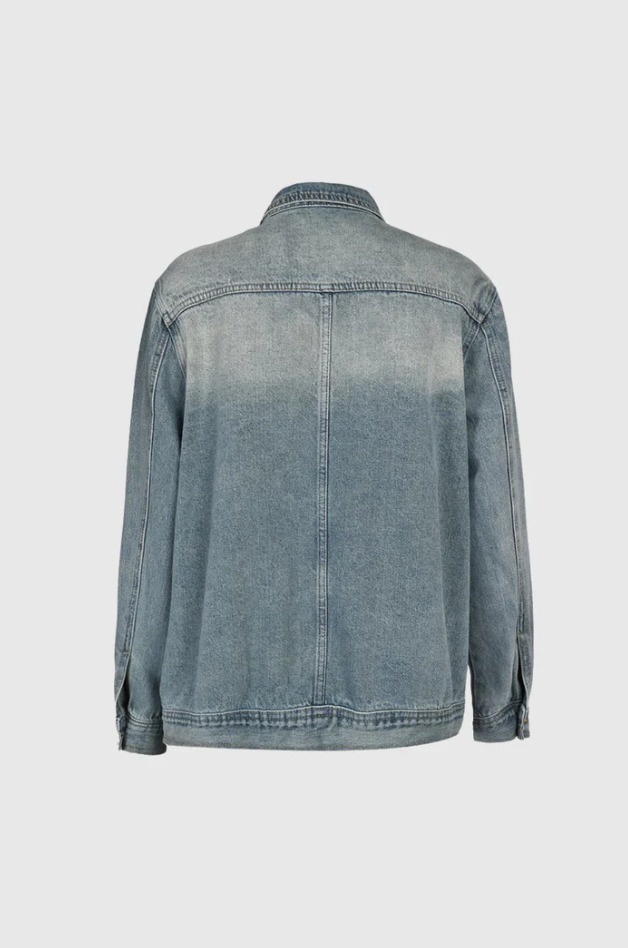 Veste ample en jean délavé à col montant — Amielle Paris
