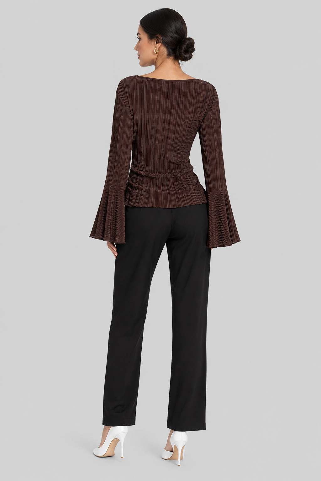 Blouse plissée à manches évasées — Cintia — Amielle Paris