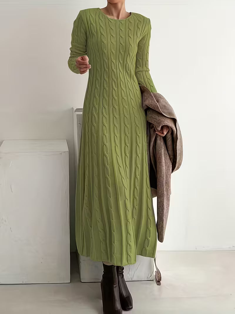 Amelia — Robe longue ajustée en maille côtelée — Amielle Paris