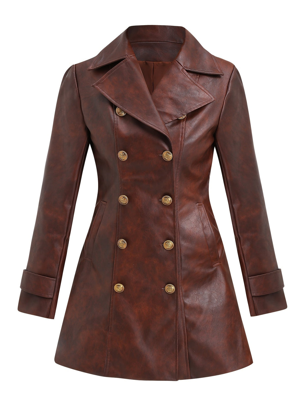 Manteau croisé ceinturé à finition patinée — Amielle Paris