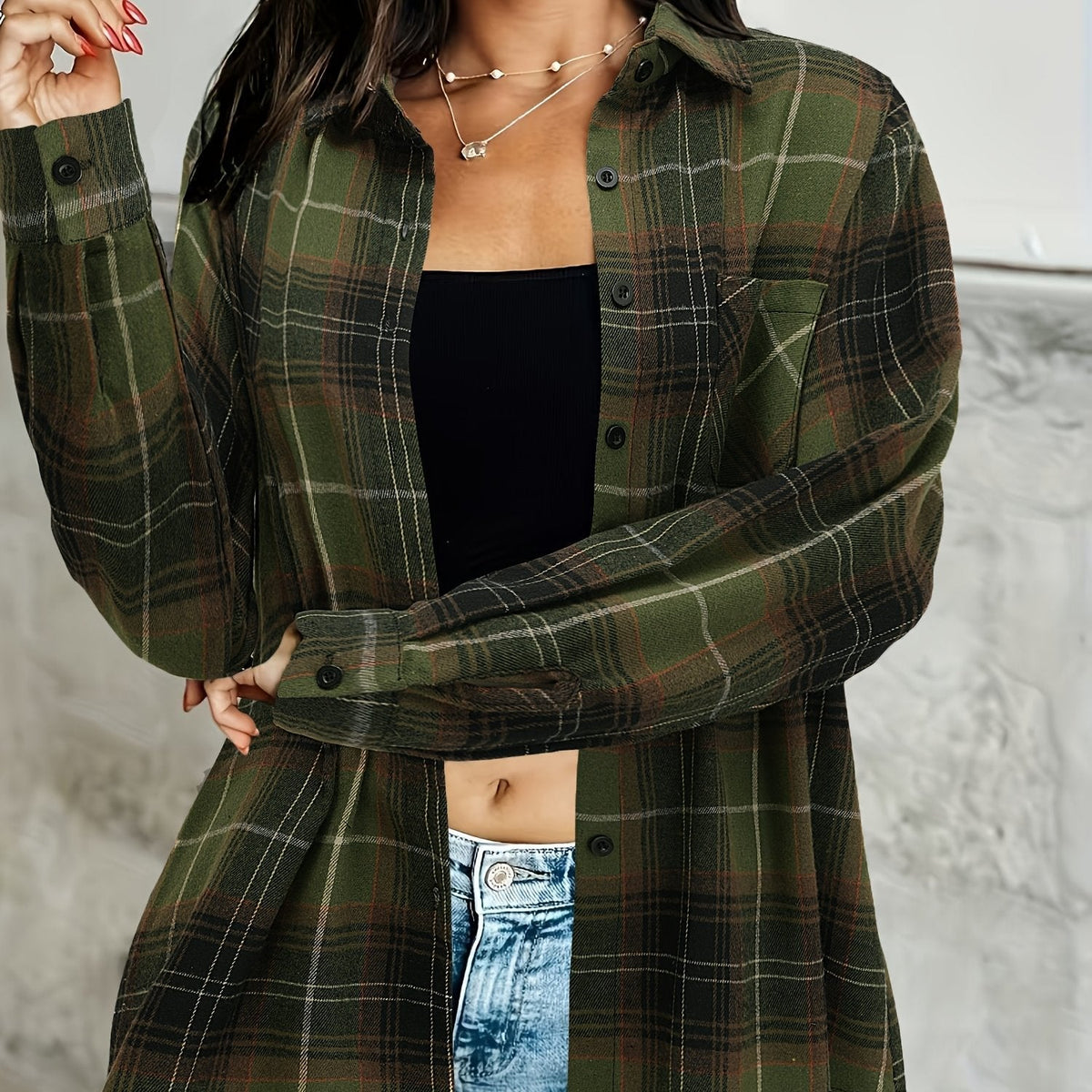 Chemise ample en flanelle à carreaux — Amielle Paris