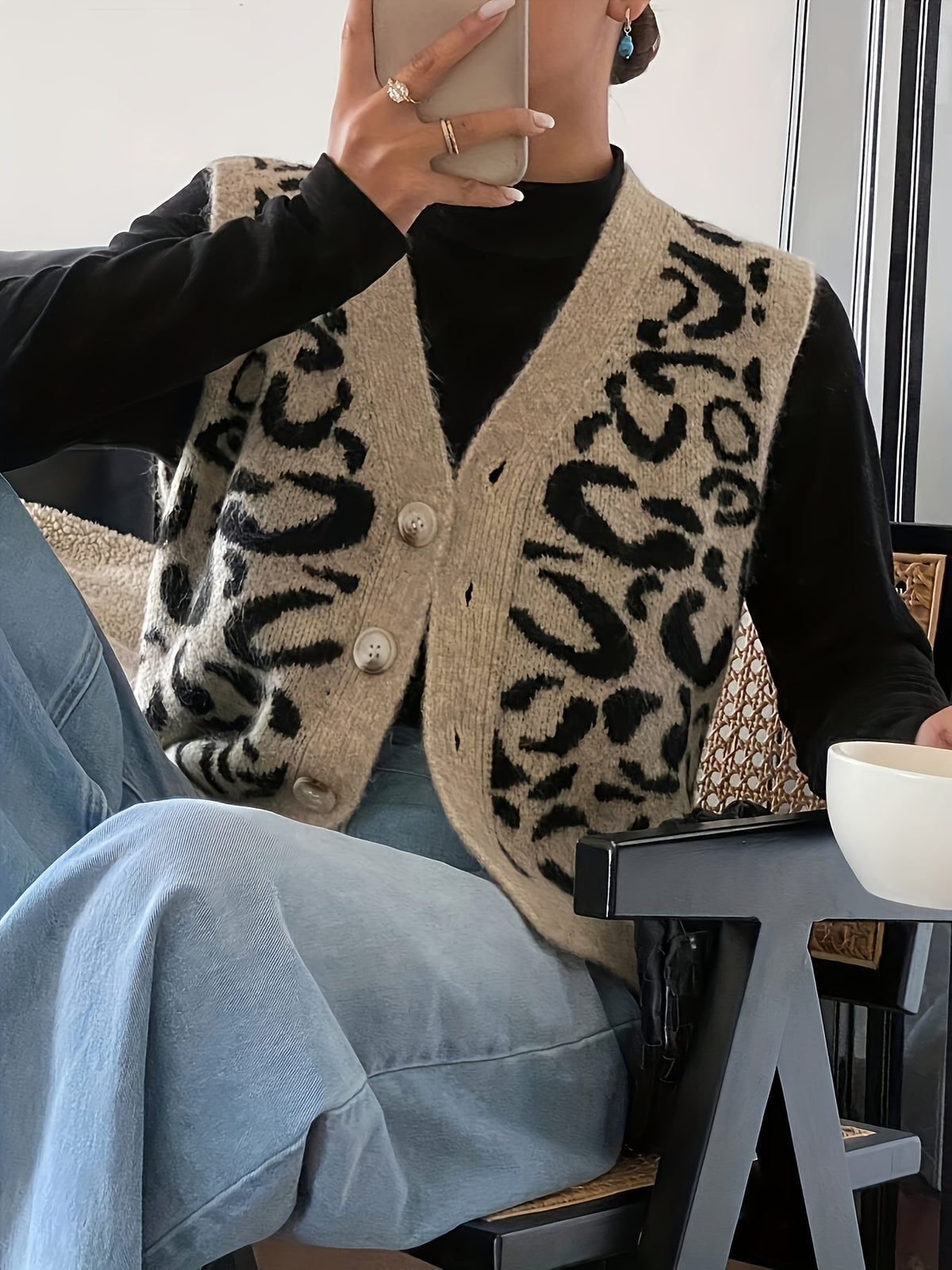 Gilet sans manches à imprimé léopard — Amielle Paris