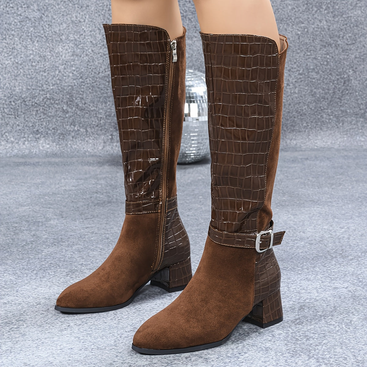 Camille | Bottes hautes effet croco