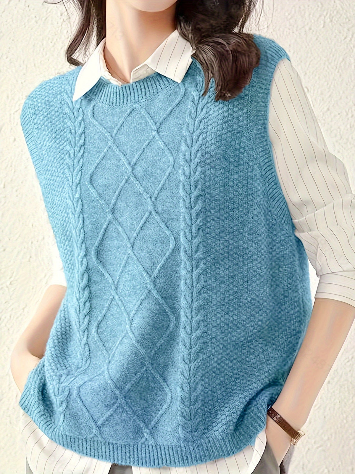 Pull sans manches en maille torsadée — Amielle Paris
