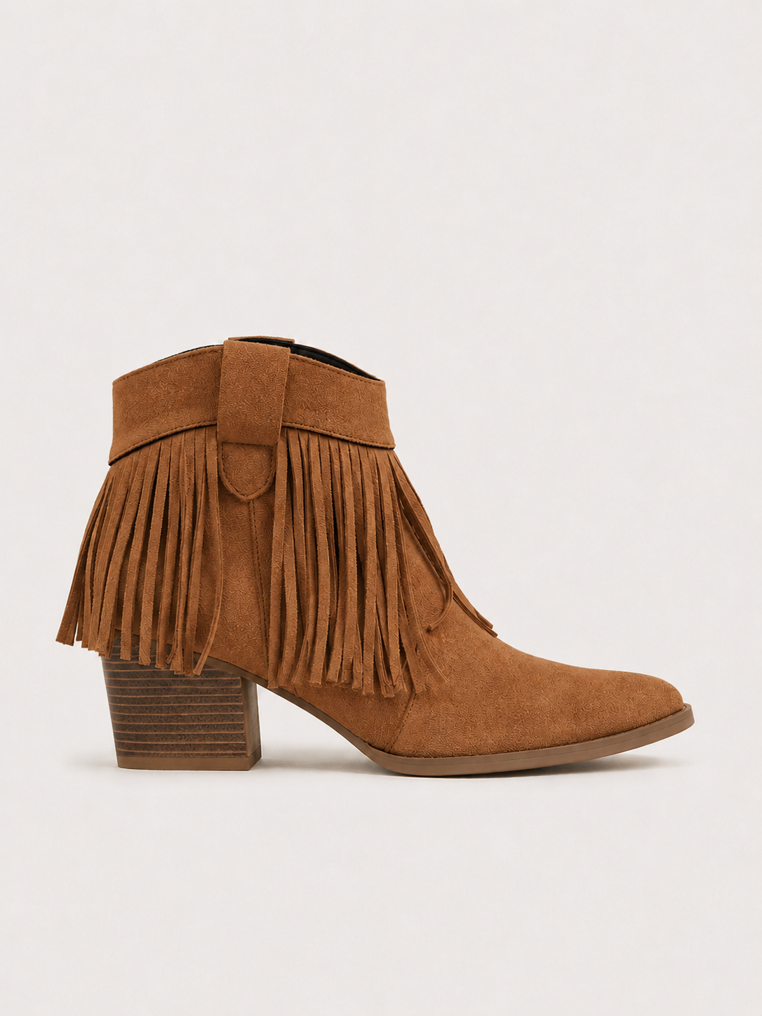 Bottines à franges et talon bloc