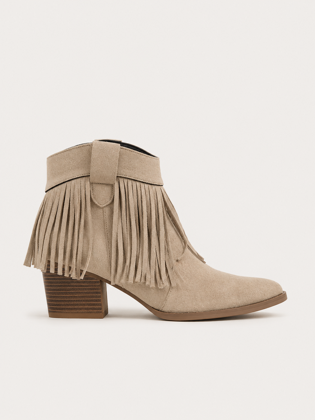 Bottines à franges et talon bloc