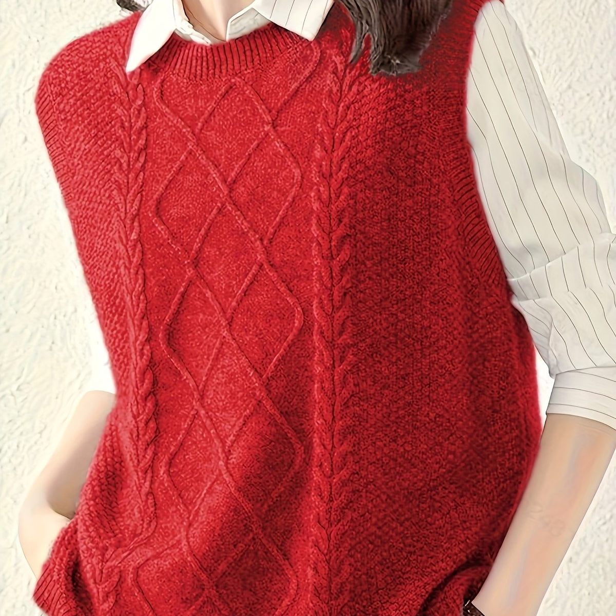 Pull sans manches en maille torsadée — Amielle Paris