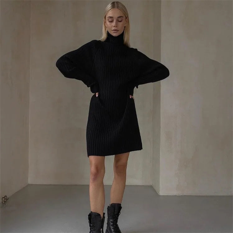 Edith — Robe pull côtelée à col roulé — vue 3