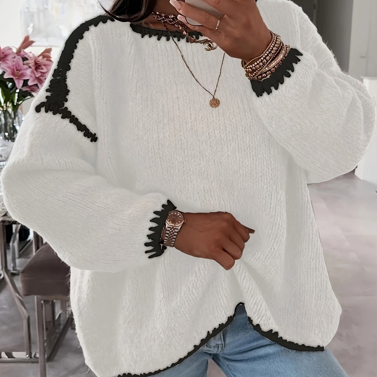 Colette | Pull en grosse maille à col bateau — Amielle Paris