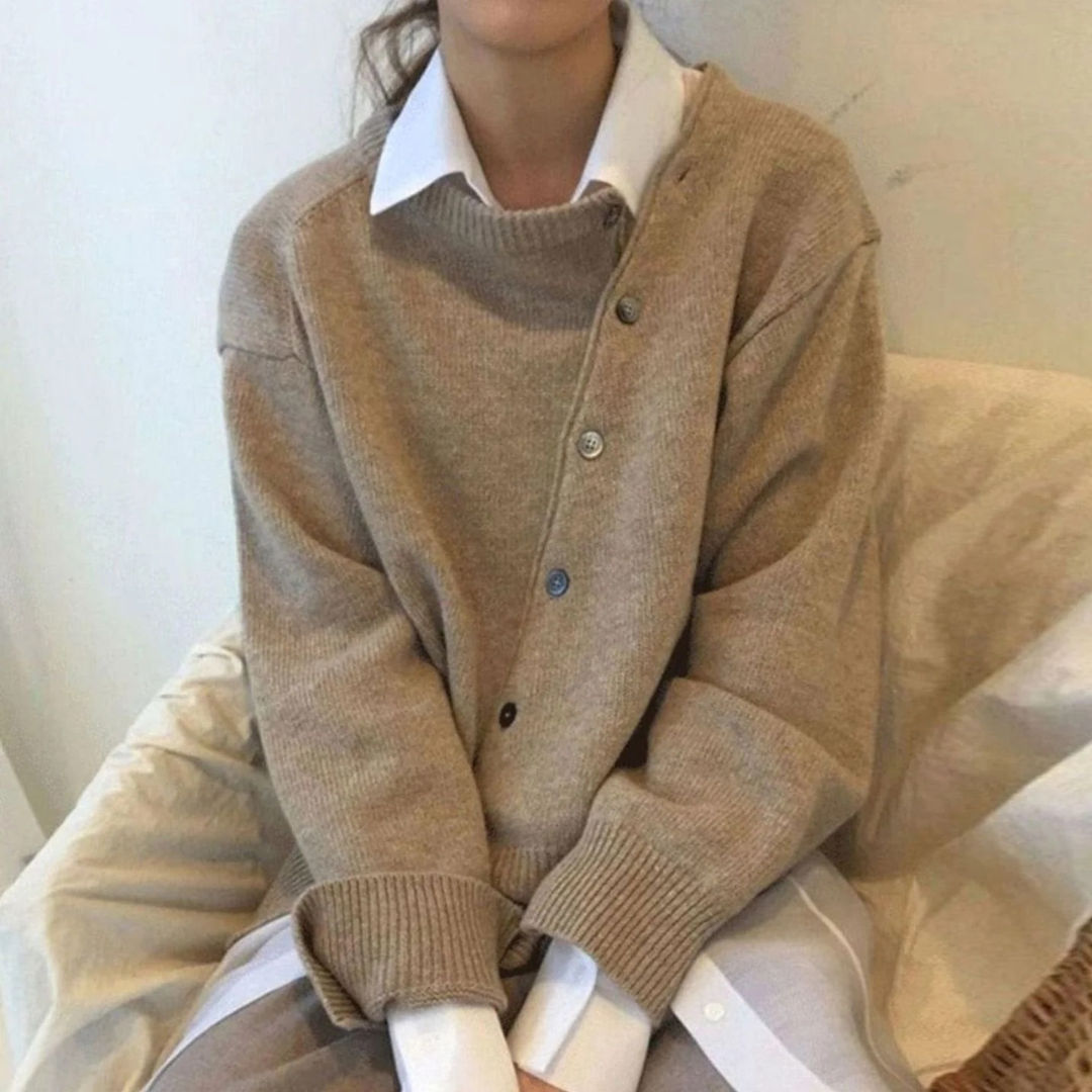 Uma — Cardigan boutonné à finitions côtelées — Amielle Paris