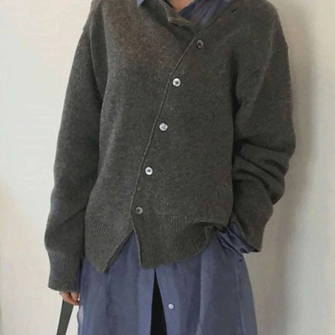 Uma — Cardigan boutonné à finitions côtelées — Amielle Paris