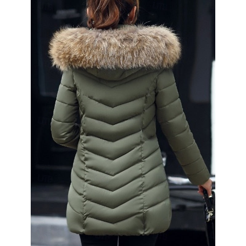 Parka matelassée à capuche en fausse fourrure — Amielle Paris
