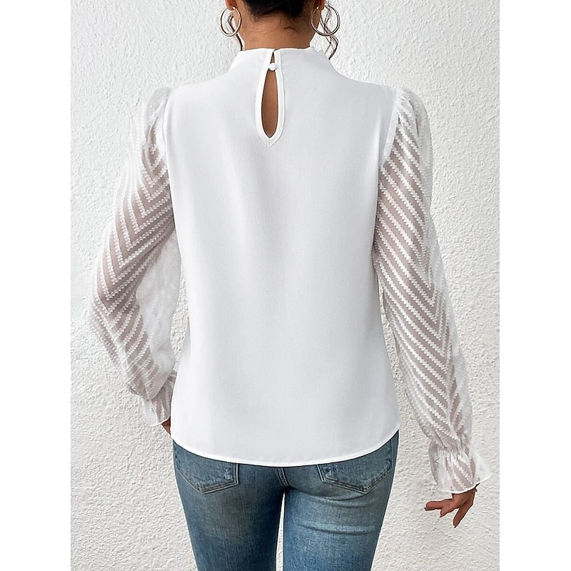 Blouse plissée à manches transparentes à chevrons — Amielle Paris