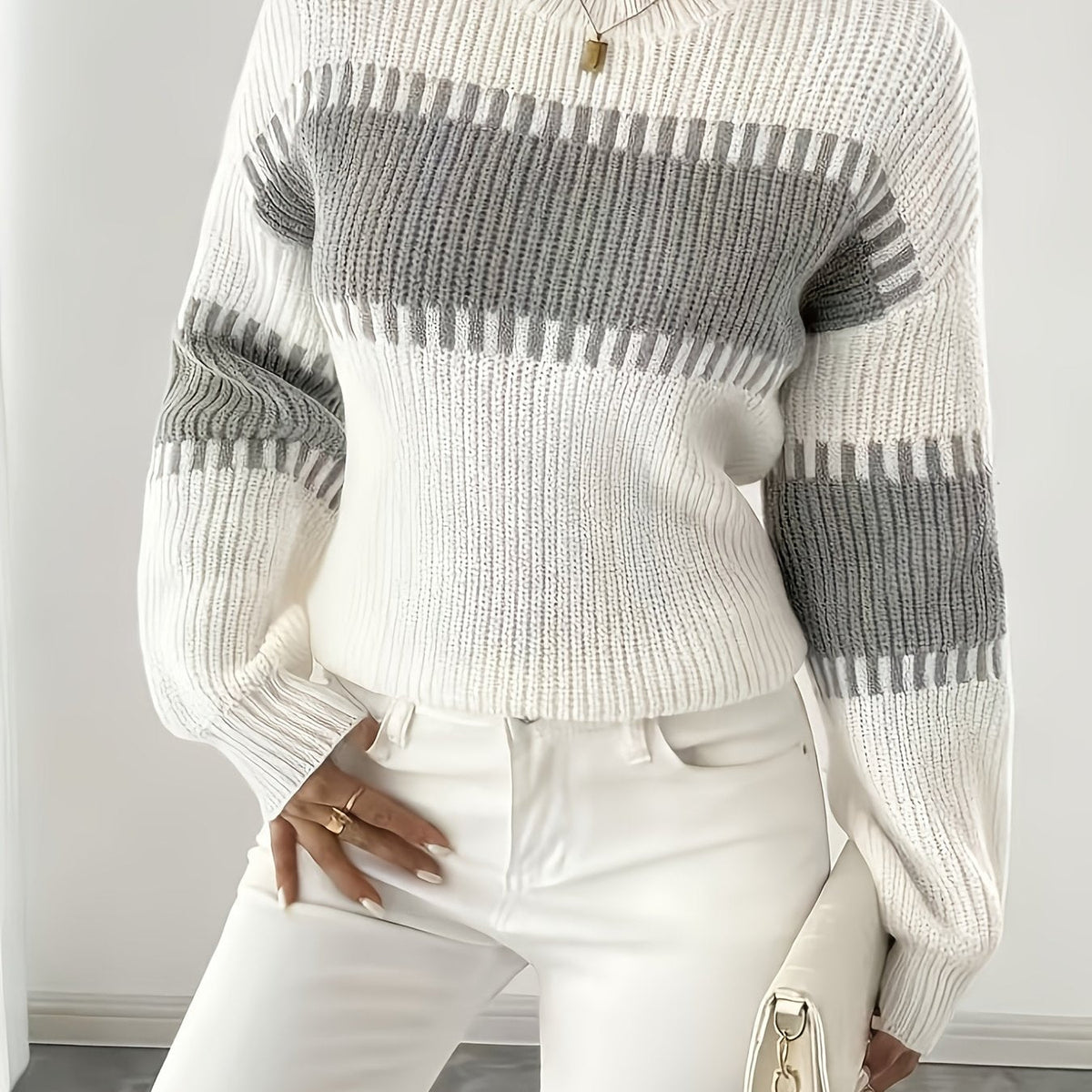 Margaux | Pull rayé à épaules tombantes — Amielle Paris