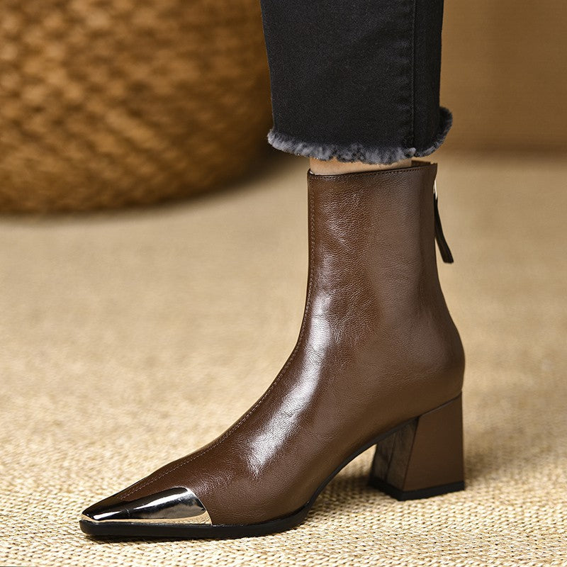 Ondine | Bottines à bout métallique et talon bloc — Amielle Paris