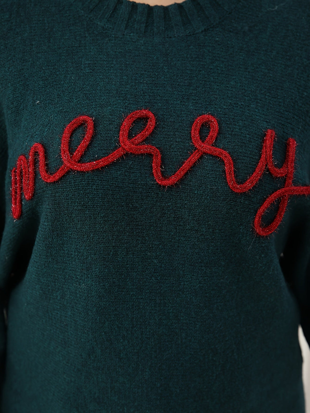 Pull de Noël à inscription Merry et col rond — Amielle Paris