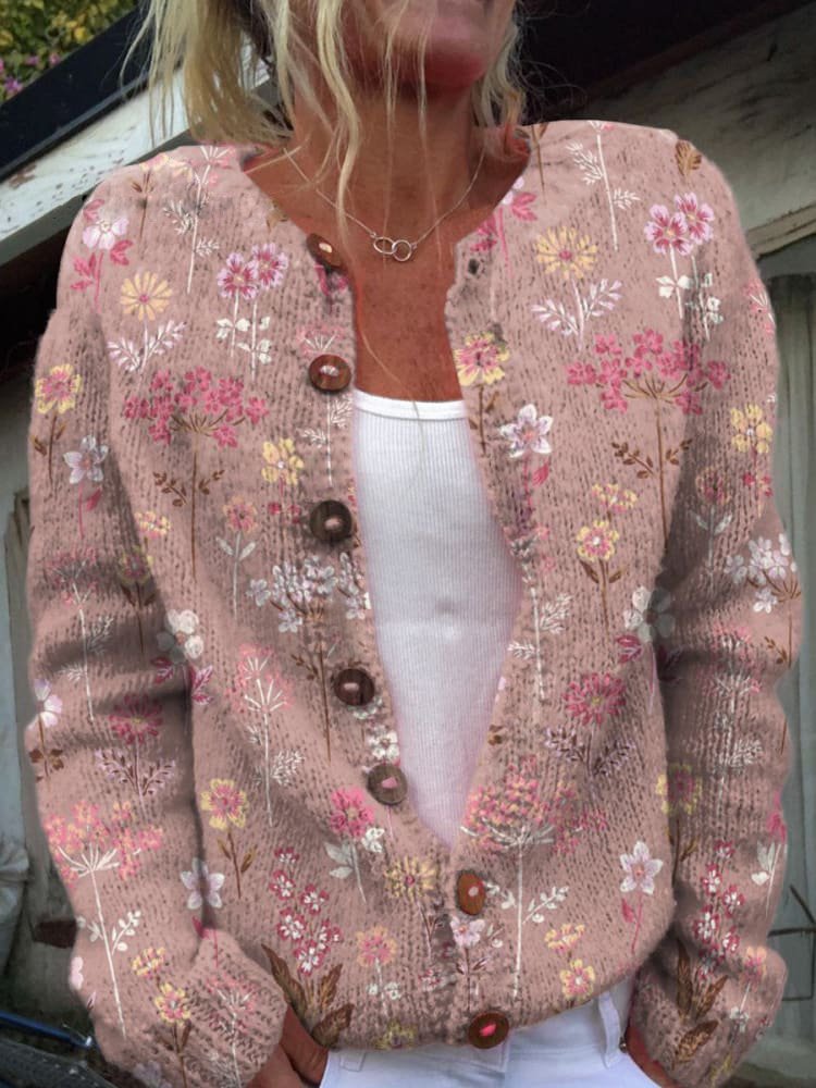 Gilet à imprimé floral et col rond — Amielle Paris