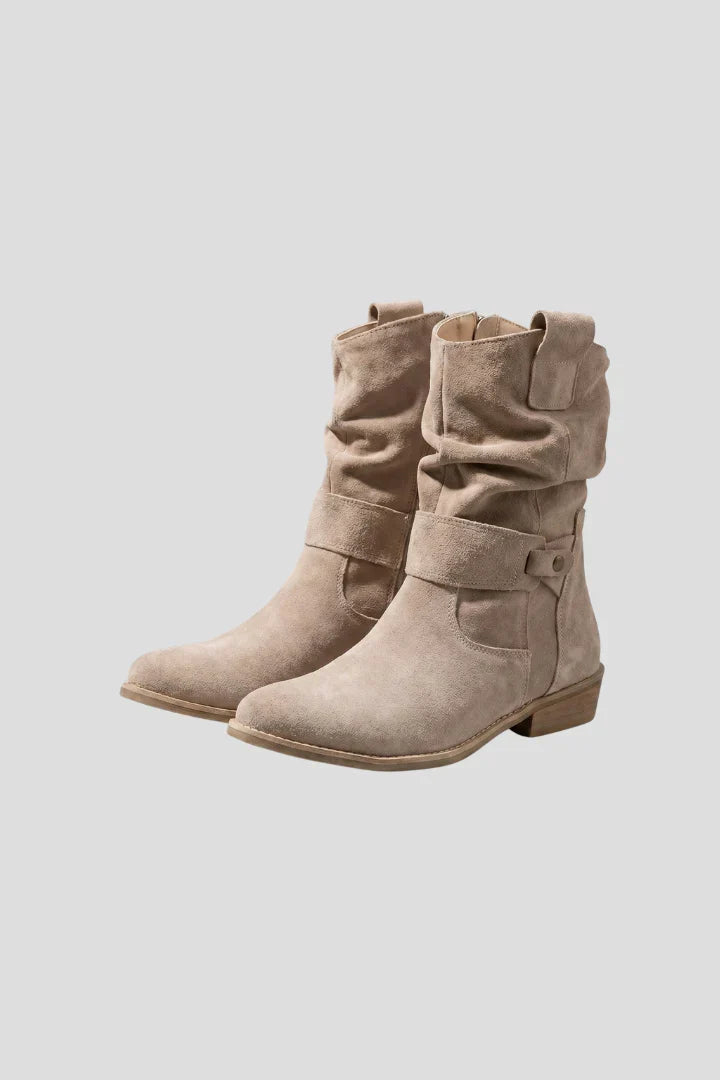 Bottines souples aspect daim à petit talon — Amielle Paris