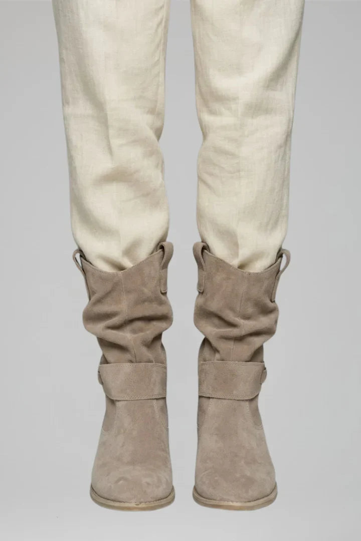 Bottines souples aspect daim à petit talon — Amielle Paris