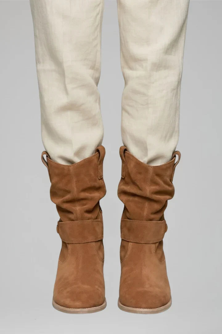 Bottines souples aspect daim à petit talon — Amielle Paris