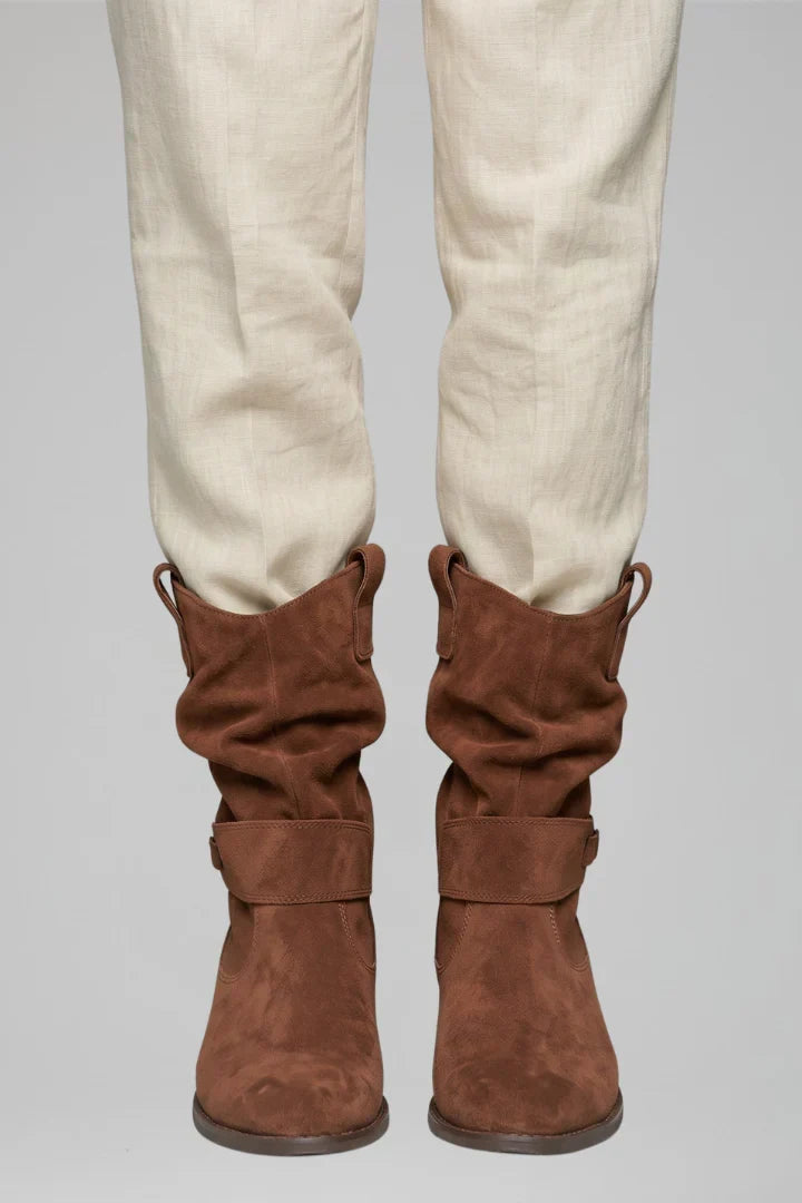 Bottines souples aspect daim à petit talon — Amielle Paris