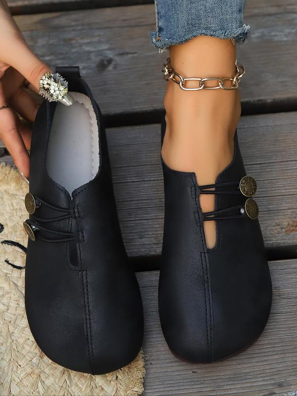 Mocassins aspect cuir patiné à brides décoratives — Amielle Paris